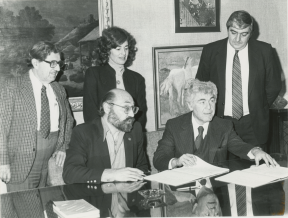 The first contract signing between the Fashion Institute of Technology and UCE of FIT.